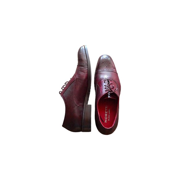 Moretti Black Label Oxford Dress Shoes Men 9M Burgundy Cap Toe Leather New